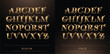 Set of Elegant Gold Colored Metal Chrome alphabet uppercase font. Typography classic style golden font set for logo, Poster, Invitation. vector illustrator