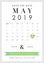 Save The Date Green Heart Theme