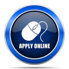 Poster - Apply online vector icon. Modern design blue silver metallic glossy web and mobile applications button in eps 10
