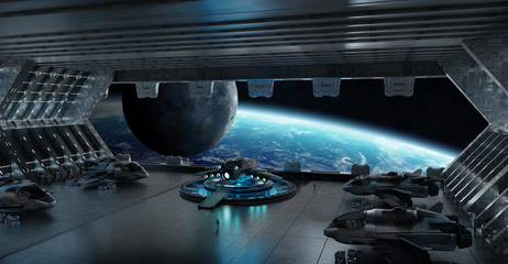 Wall Mural - Landing strip spaceship interior 3D rendering elements of this image furnished by NASA