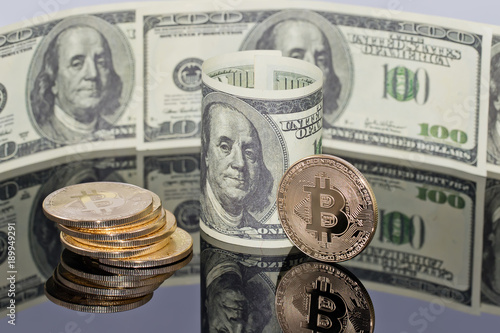 Concept The Exchange Of Cryptocurrencies For Real Money Turning - 