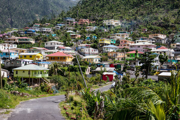 Wall Mural - Beautiful village of Soufrière on the southwest coast of Dominica