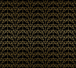 Aufkleber - Abstract gold texture fashion seamless pattern. Geometric endless ornament on the black background.