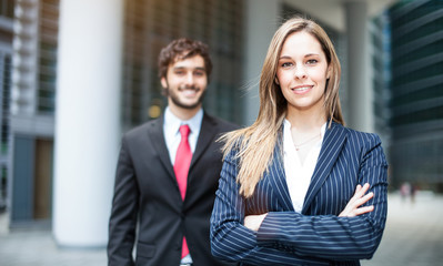 Wall Mural - Business partners smiling outdoor