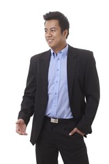 Wall Mural - Happy Asian businessman gesturing