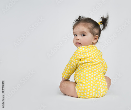 yellow onesie baby girl