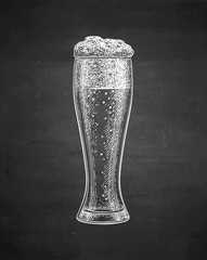 Wall Mural - Chalk sketch of beer glass.