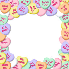 Wall Mural - Valentines Day Candy Hearts Square Border 1