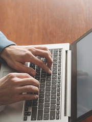 Programmer at work. Creating apps. Man coding on the laptop. Software developer. IT sphere.