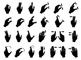 Poster - Monochrome illustrations of gestures to control electronic devices with touchscreen