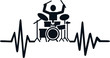 Drummer heartbeat line with drummer silhouette