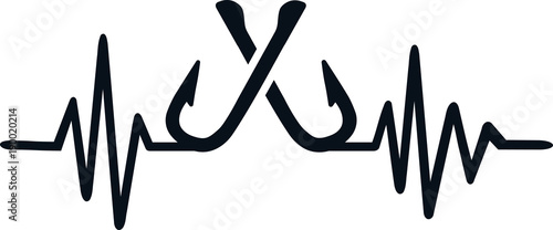Download Fishing Heartbeat Line With German Word Stock Vector Adobe Stock