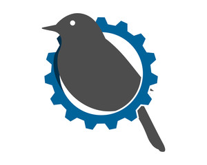 Canvas Print - gear bird perch image vector icon logo silhouette