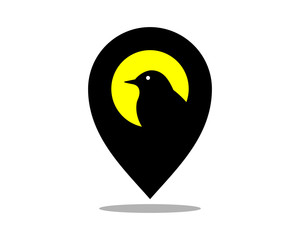Canvas Print - crow marker pin path image vector icon logo silhouette