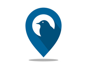 Canvas Print - blue bird marker pin path image vector icon logo silhouette