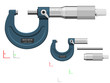 Basic micrometer on transparent background. There are 3 components which are perfect assembly for your own composition.
