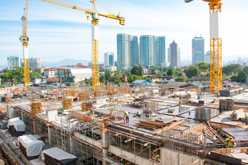 construction site in midtown of modern city