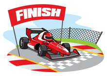 Formula Racing Car Reach The Finish Line