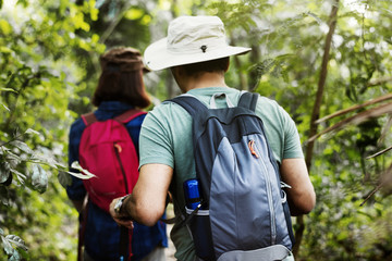 Wall Mural - Couple trekking together