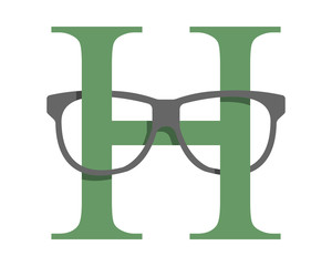 Wall Mural - letter h eye glasses optics image vector icon logo