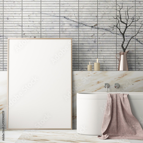 Fotografie, Obraz Mock up poster in the bathroom in a modern style 3d