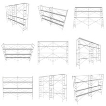 Scaffolding Metal Construction Set Isolated On White. 3d Render Illustration