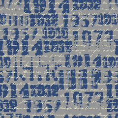 Poster - Seamless background pattern. Imitation of a abstract vintage lettering on halftone years. Unreadable text.