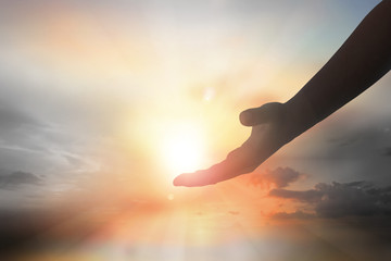 Wall Mural - hands of jesus christ silhouette