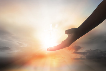 Wall Mural - hands of jesus christ silhouette