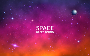 space background. colorful galaxy with nebula, planet and stars. abstract futuristic backdrop. stard