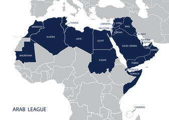 Wall Mural - Map of Arab League.