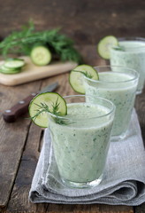 Canvas Print - Smoothies from kefir, dill and cucumbers