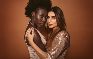 Wall Mural - two young women together in studio