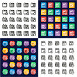 © Bakai - Calendar All in One Icons Black & White Color Flat Design Freehand Set