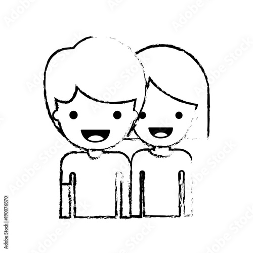 Half Body People With Boy In T Shirt And Short Hair And Girl In T Shirt Long Sleeve And Short Hair In Black Blurred Contour Vector Illustration Stock Vector Adobe Stock Half Body People With Boy In T Shirt And Short Hair And Girl In T Shirt Long Sleeve And Short Hair In Black Blurred Contour Vector Illustration Stock Vector Adobe Stock