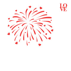 Red firework design with hearts on white background