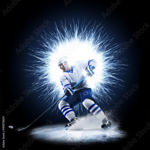 Fotomural Ice Hockey player is skating on a abstract background