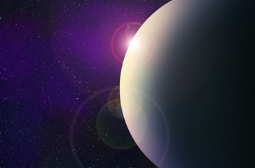 Wall Mural - View of planets from space. Digital drawing.