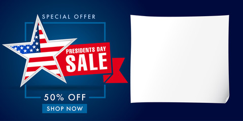 Wall Mural - Presidents Day sale banner template. Happy Presidents Day Sale discount labels for web banner special offer vector illustration