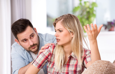 Man and woman having problems in relationship