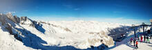 Panoramic View Of Passo Del Tonale Ski Resort In Italy Alps