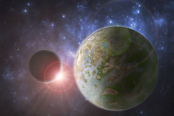 Wall Mural - fantasy universe illustration, unknown alien planet, 3d illustration