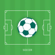 © Designec - Scheme of a football field and a soccer ball, top view. Vector illustration