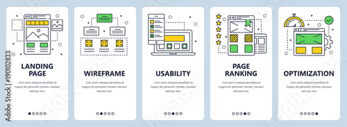 Fotomural Vector modern thin line landing page concept web banner set
