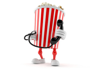 Poster - Popcorn character holding a telephone handset