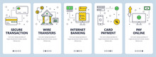 Vector Modern Thin Line Secure Transactions Concept Web Banner Set