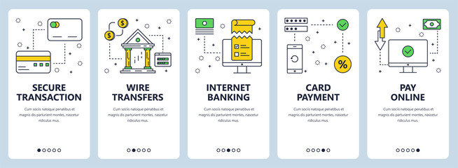 Poster - vector modern thin line secure transactions concept web banner set