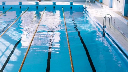 Wall Mural - Senior man swimming in an indoor swimming pool.