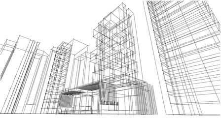 Abstract architectral drawing sketch,Illustration