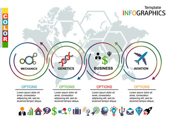 Wall Mural - infographic template. set elements with world map in background